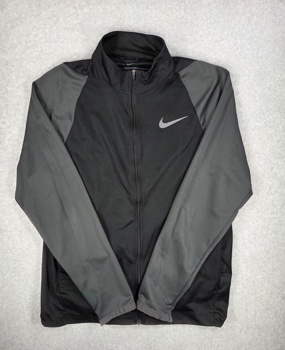 Nike Dri-FIT Men's M Medium Track Jacket Black Gray Full Zip Raglan Activewear